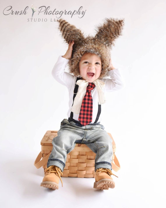 Buffalo Plaid Outfit for Baby Boys. Christmas Outfit Baby Boy Newborn Boy Tie and Suspender Red Black Check Wood Il_570xn