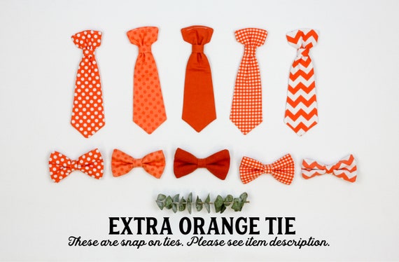 Extra ORANGE baby tie. Cuddle Sleep Dream snap on tie, not a standalone bowtie or necktie. Newborn, baby, infant, toddler boys. Bow Tie Il_570xn