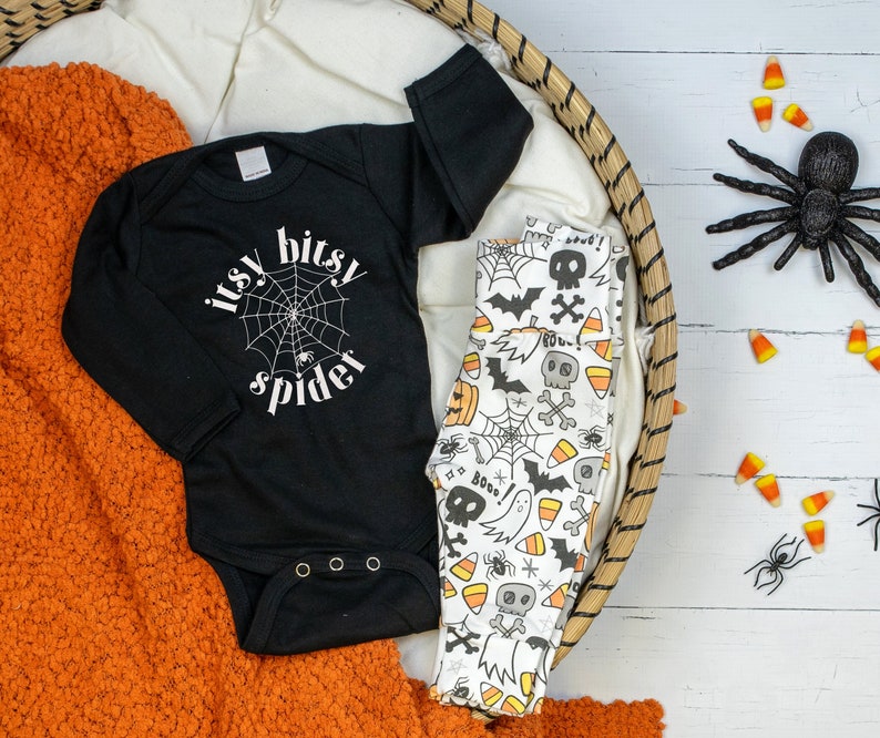 Baby Boy Halloween Outfit, Itsy Bitsy Spider, Halloween Leggings Pants, Newborn boy Halloween, Pants, Mommy and Me Matching image 1