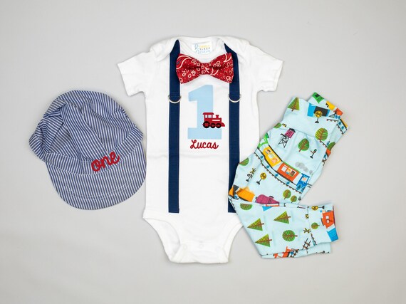 Personalized Train 1st Birthday Shirt. Train Cake Smash Set. Baby boy birthday shirt Train hat. Train 2nd birthday. Il_570xn
