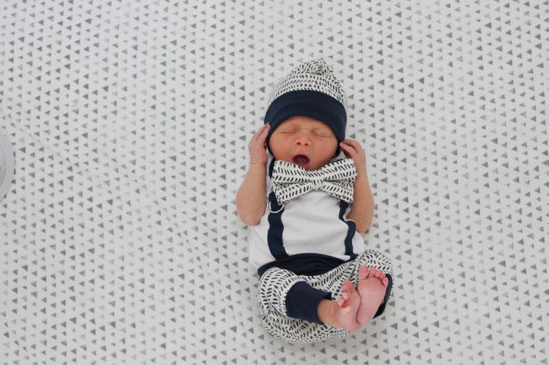 Baby boy coming home outfit in Navy with hat. Newborn clothes Etsy