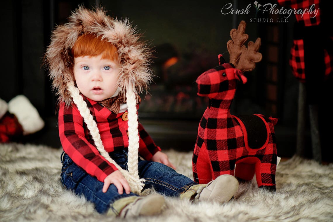 Baby Boy First Christmas Outfit Personalized. Buffalo Plaid Etsy