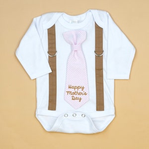 1st Mother's Day Outfit Baby Boy Shirt, First Mother's Day, Mommy's Little Man, Little Man Outfit, Tie Suspenders, Newborn Outfit, Gift Happy