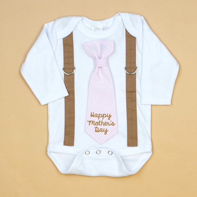1st Mother's Day Outfit Baby Boy Shirt, First Mother's Day, Mommy's Little Man, Little Man Outfit, Tie Suspenders, Newborn Outfit, Gift Happy