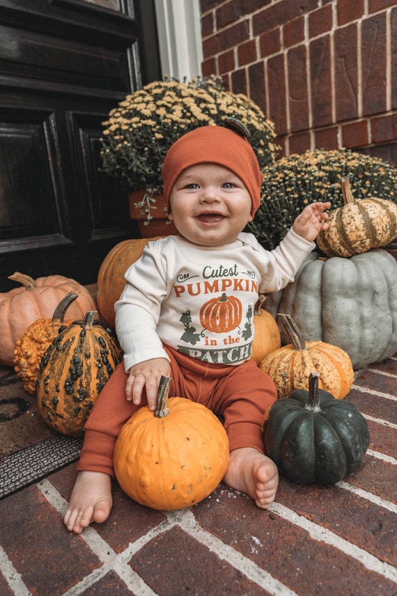 Baby Boy Fall Clothes. Newborn Boy Cutest Pumpkin in the Patch. Baby Boy. Pumpkin Hat. Name Personalized. Coming Home Outfit Fall. Il_570xn
