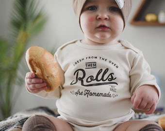 Grappige Thanksgiving-outfit voor babyjongen. Mijn broodjes zijn huisgemaakt. Romper voor pasgeboren jongen 1e Thanksgiving. Beenwarmers broek. Vers uit de oven