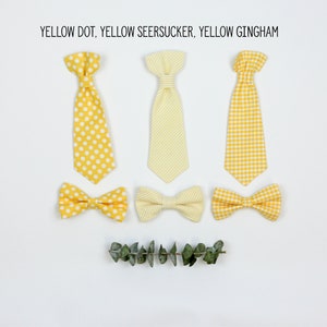 Extra YELLOW baby tie. Cuddle Sleep Dream snap on tie, not a standalone bowtie or necktie. Newborn, baby, infant, toddler boys. Bow Tie image 3