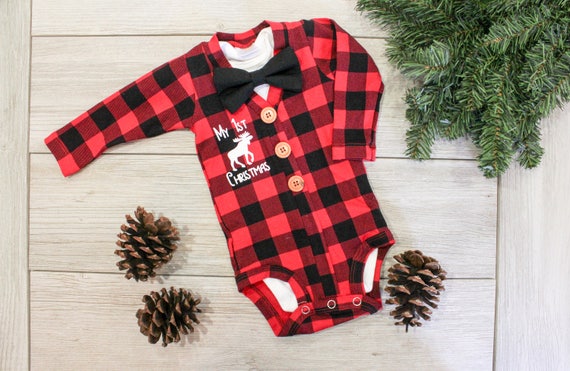 baby boy tartan christmas outfit