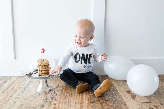 Onederful Baby Boy 1st Birthday Outfit. Black Monochrome Mr. One-derful, number shirt. First Birthday.black pants Il_570xn