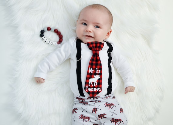 Worstelen verontreiniging Orkaan Baby Boy 1e Kerst outfit in Buffalo Plaid. Kerst foto outfits - Etsy België