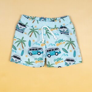 The Big One Cake Smash Outfit. Surfing Theme 1st Birthday. Board Shorts and Bowtie and Suspender Bodysuit. Personalized. Beach Van. Waves image 5
