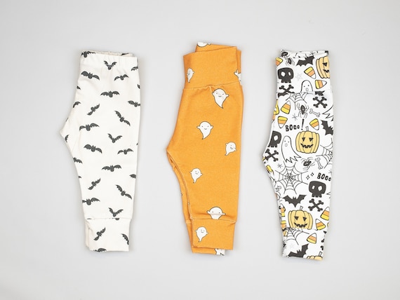 Halloween Leggings. Halloween Pants. Baby Boy leggings, baby girl leggings, unisex leggings. black orange mummy spider web stripes pumpkin Il_570xn