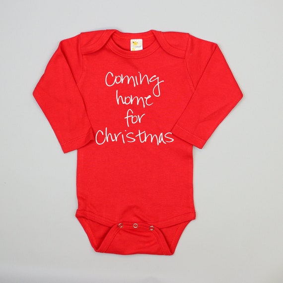 Christmas coming home outfit. Newborn boy or newborn girl. Red or black long sleeve. Hospital Outfit. My first christmas. Il_570xn