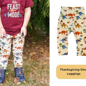 Baby Thanksgiving Pants. Leggings & Joggers. Fall Baby Boy pants, baby girl leggings, gender neutral. turkey, dinosaur, pumpkin pie Thanks Dinos legs