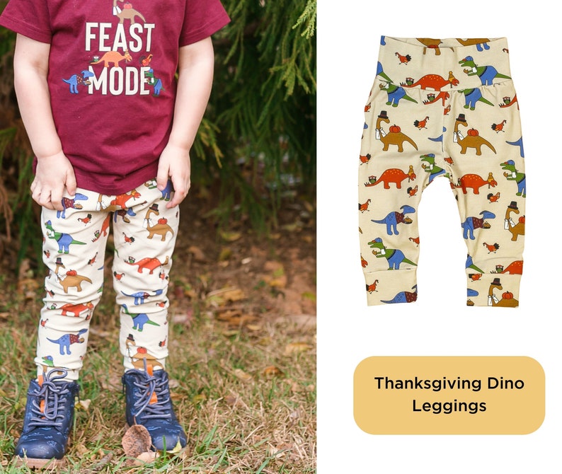 Baby Thanksgiving Pants. Leggings & Joggers. Fall Baby Boy pants, baby girl leggings, gender neutral. turkey, dinosaur, pumpkin pie Thanks Dinos legs