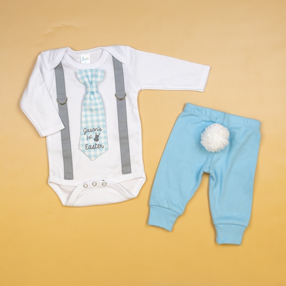Outfit personalizado de Pascua para bebé. Azul bebé. Niño - Etsy España
