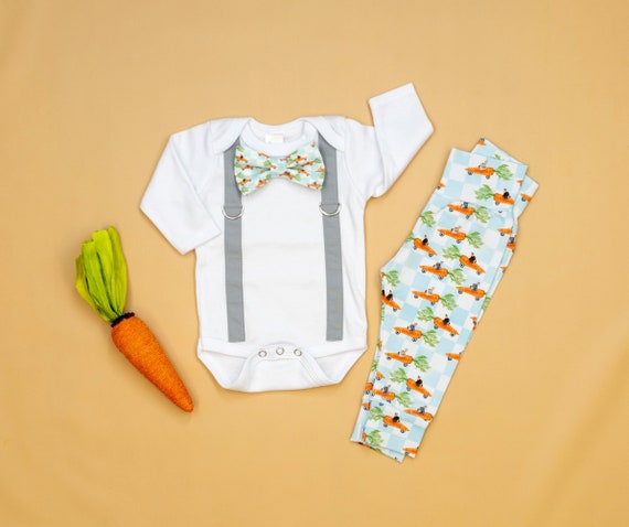 Baby Boy Easter Baby Easter Bow Tie and Suspenders Outfit