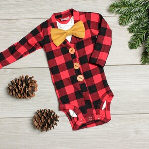 Buffalo Plaid Cardigan. Baby Boy Christmas Outfit. Buffalo Plaid Baby Outfit. Newborn Boy. Baby Lumberjack. 1st First Christmas. Moose. image 7