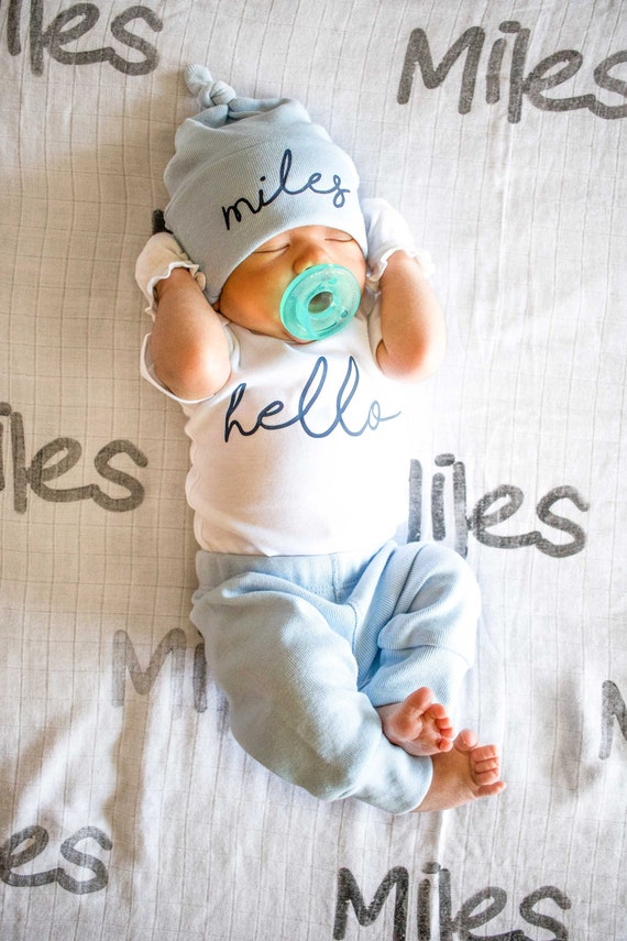 Newborn boy coming home outfit. Baby Boy coming home outfit. Go Home Outfit Baby boy. take home outfit newborn boy outfit. Hello Light Blue Il_570xn