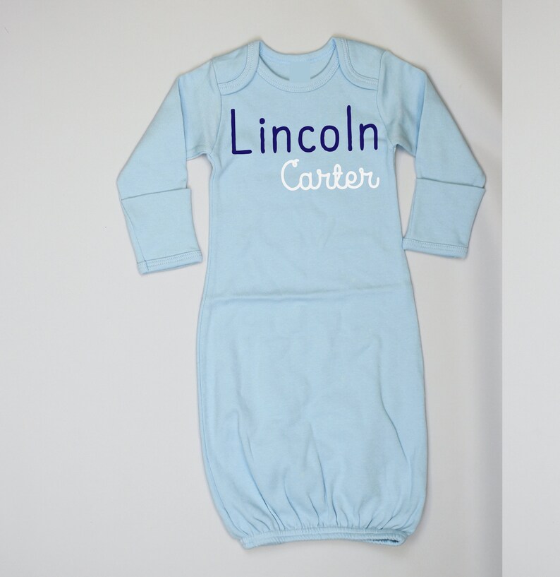 Baby Boy Gown With Name. Personalized. First & Middle Name. Etsy