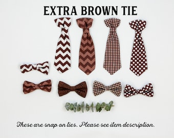 Extra BROWN baby tie. Cuddle Sleep Dream snap on tie, not a standalone bowtie or necktie. Newborn, baby, infant, toddler boys. Bow Tie