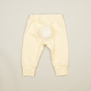 Easter Baby Pants with White Bunny Tail, 100% Cotton Cream Pants