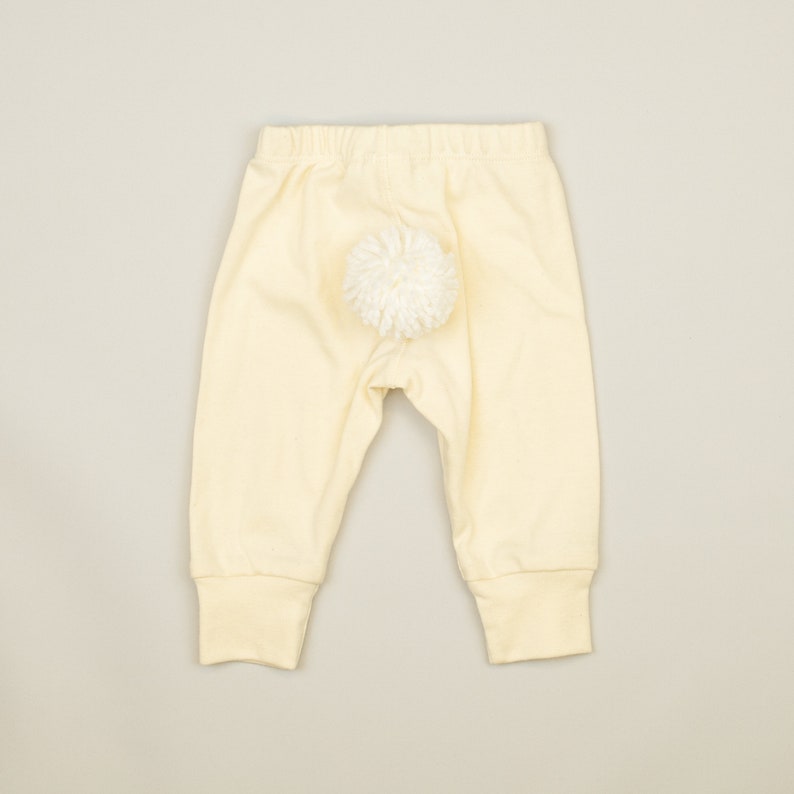Easter Baby Pants with White Bunny Tail, 100% Cotton Cream Pants