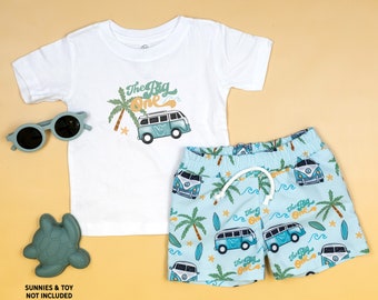 The Big One First Birthday Outfit. Surfing Birthday Shirt. Beach Van Birthday Clothes, Waves First Birthday Shirt.  Baby Boy 1st Birthday