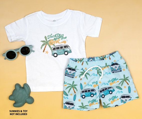 The Big One First Birthday Outfit. Surfing Birthday Shirt. Beach Van  Birthday Clothes, Waves First Birthday Shirt. Baby Boy 1st Birthday 