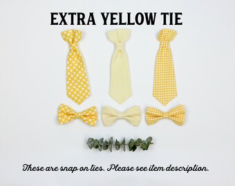 Extra YELLOW baby tie. Cuddle Sleep Dream snap on tie, not a standalone bowtie or necktie. Newborn, baby, infant, toddler boys. Bow Tie