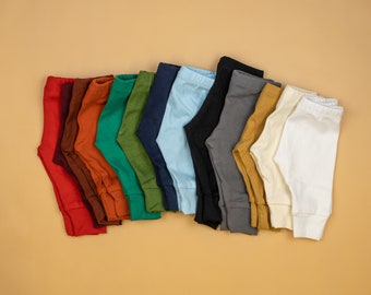 Pantalon bébé de couleur unie, 100 % coton fabriqué aux États-Unis Basics pour bébé, Pantalon bébé unisexe, blanc, noir, bleu marine, rouge, bleu, pantalon garçon, pantalon fille