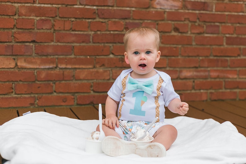 Ice cream 1st Birthday Shirt, Baby Boy First Birthday Ice cream Theme, Ice cream Cake Smash, image 1