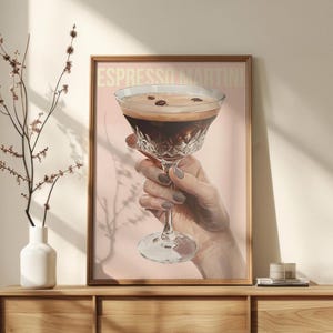Plakat Espresso Martini - Vintage Cocktail Wall Art, Wystrój Baru, Nowoczesna Estetyka Kuchenna, Dzieło Sztuki Inspirowane Napojami, Darmowa Wysyłka