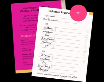 Skincare Prescription Card (Canva Digital Download - Customizable)