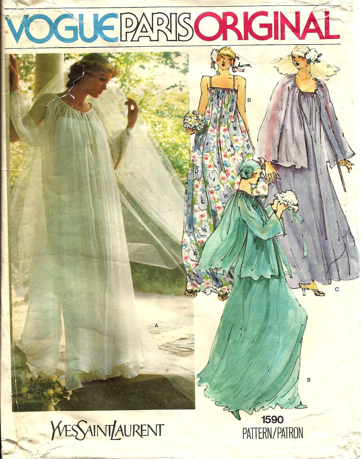 1970s Yves Saint Laurent bridal pattern - Vogue 1590