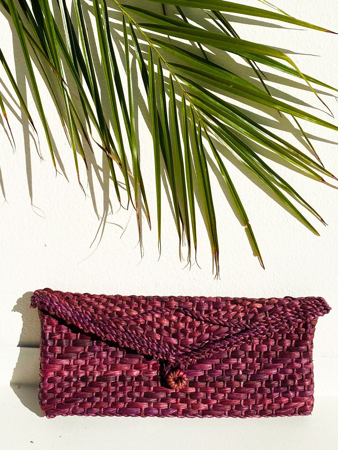 NEW Red Straw Clutch, Straw Beach Bag, Colorful Straw Bag,envelope