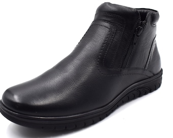 Slip On Shoe, Casual zipper boot, flexible shoe, comfortable shoes for men, ankle boots for men, Leather Boots for men, Boots with zipper