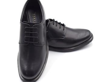Adam-Casual round toe shoes, Leather casual shoes. Wide width shoes. Black casual shoes. Light Black shoes. Basic shoes, School shoes