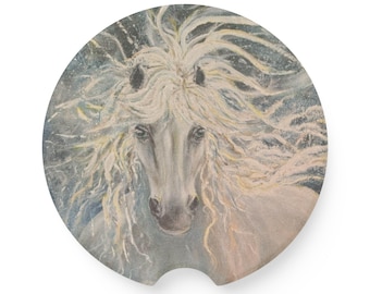 Soapstone Car Coaster--Stallion by the Sea