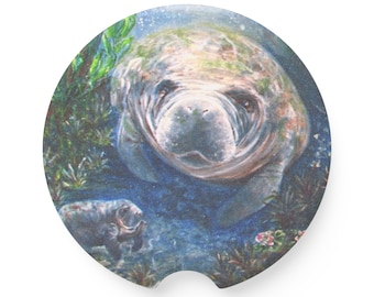 Manatee Soapstone Car Coaster