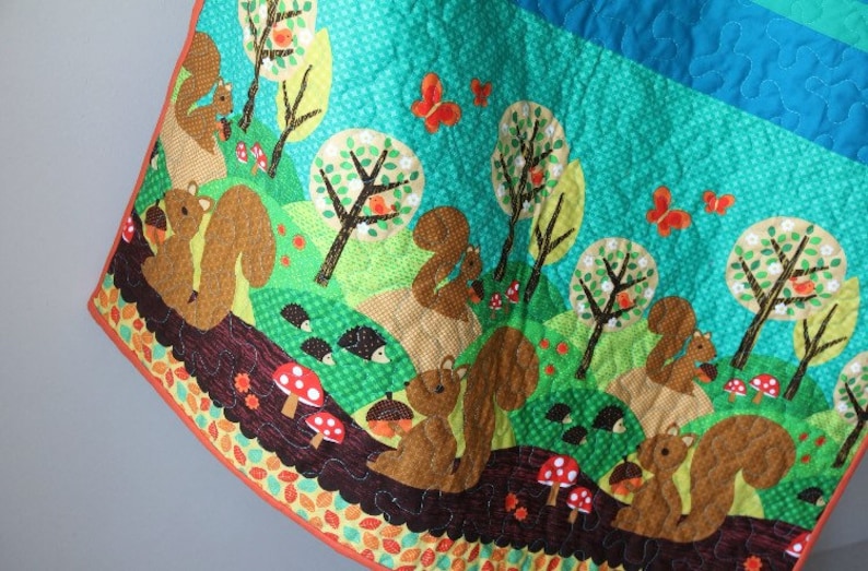 Baby Girl Modern Baby Quilt Arrows Chevrons Handmade Quilt Feathers Baby Boy Nursery Bedding Orange and Aqua Patchwork Baby Quilt