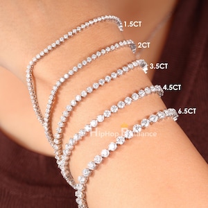 Drei-Zinken-Diamant-Tennisarmband, 1-10 Karat-Laborgewachsenes Diamant-Tennisarmband, 14 Karat solides Gelbgold-Diamant-Tennisarmband für Frauen