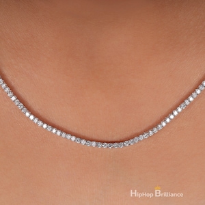 925 Sterling Silver Tennis Chain, 2mm Micro tennis Chain, Iced Out Diamond Tennis Chain, Gold, Rose Gold Tennis Chain, Rhodium Plating Chain