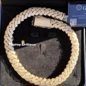 Iced out chain, VVS Moissanite cuban link chains and bracelets, 6-25mm Lab grown diamond choker, Cuban link bracelet, Hip Hop Jewelery