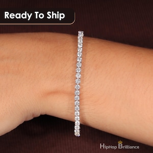 3mm 925 Sterling Silver Tennis Bracelet, VVS Moissanite Diamond Tennis Bracelet, Diamond Tennis Bracelet Passes Diamond Tester Birthday Gift