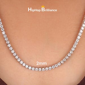 925 Sterling Silver Tennis Chain, 2mm Micro tennis Chain, Iced Out Diamond Tennis Chain, Gold, Rose Gold Tennis Chain, Rhodium Plating Chain