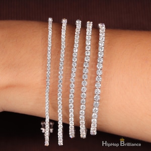 2-4mm Moissanite Tennis Bracelet, 925 Sterling Silver VVS Tennis Bracelet Diamond Bracelet For Unisex Passes Diamond Tester Anniversary Gift