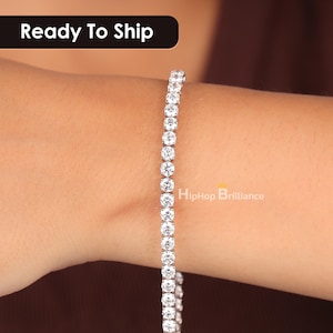 4mm Moissanite Diamond Tennis Bracelet, 925 Sterling VVS Tennis Bracelet, Diamond Bracelet, Passes Diamond Tester, Bracelet For Unisex