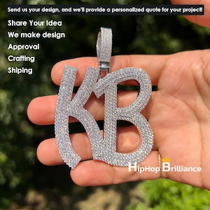 Colgante de letra personalizado con acabado helado, colgante de hip hop con número personalizado, colgante de hip hop, colgante de diamante de moissanita personalizado, joyería de hip hop con acabado helado