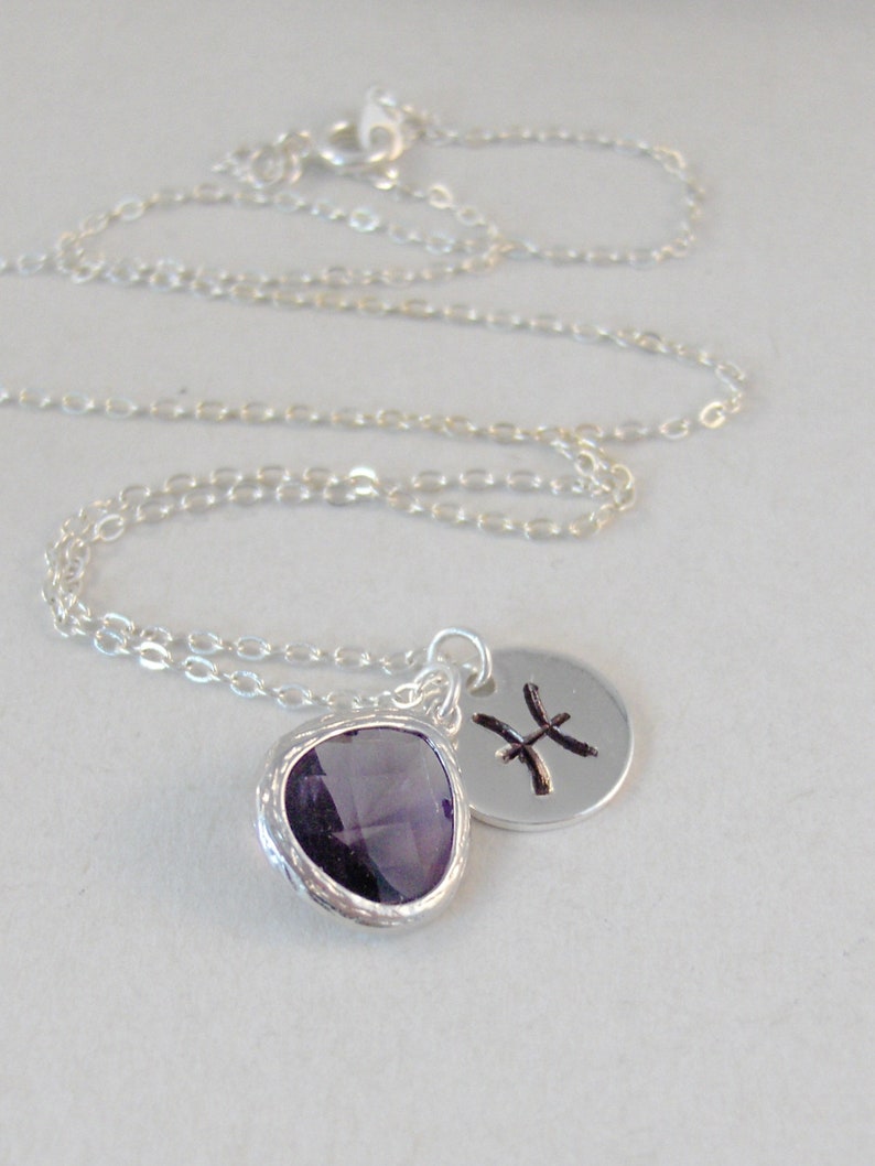 Pisces Necklace,Pisces Jewelry Amethyst 